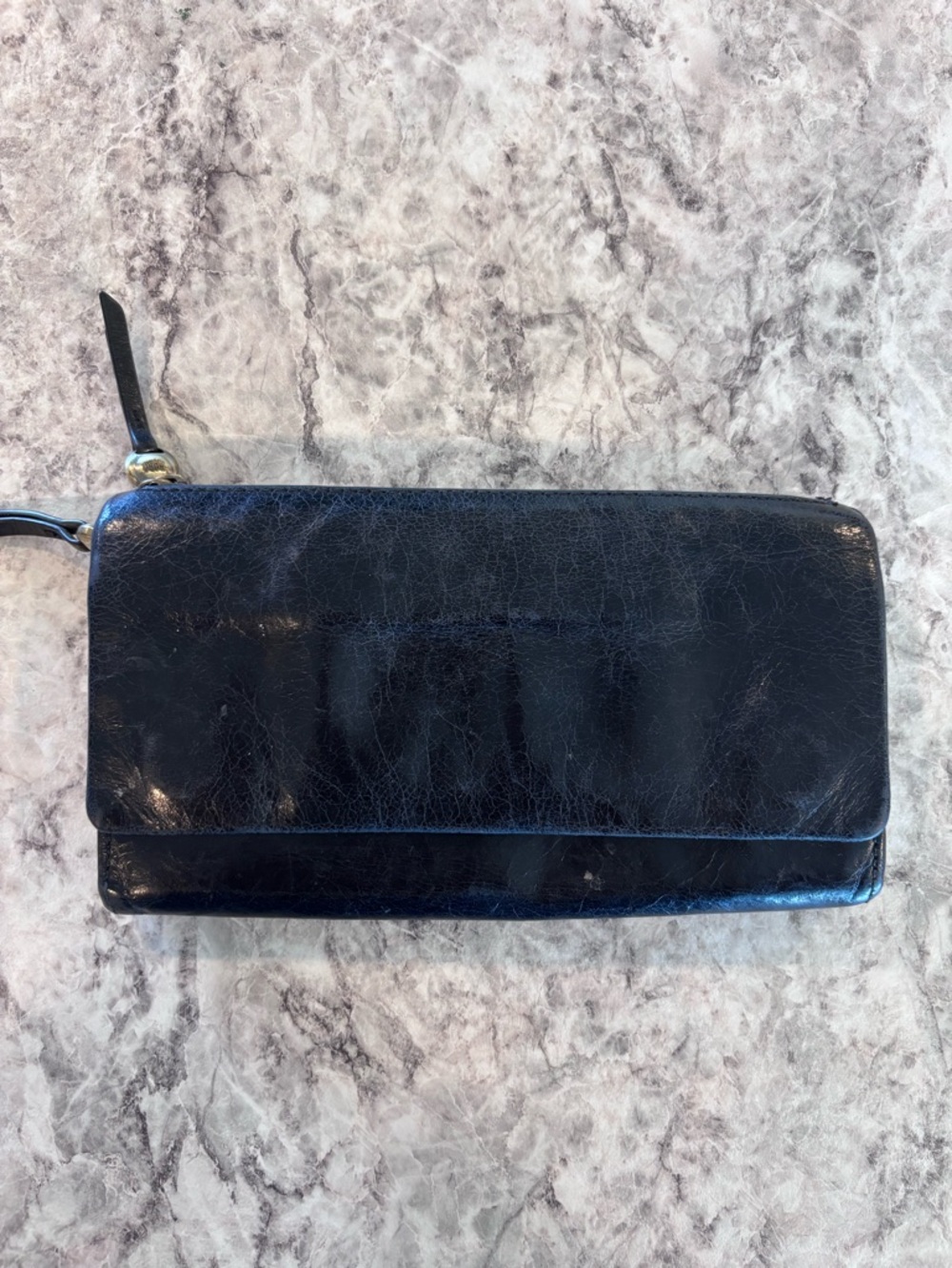 Hobo Black Wallet Leather magnetic Snap clutch